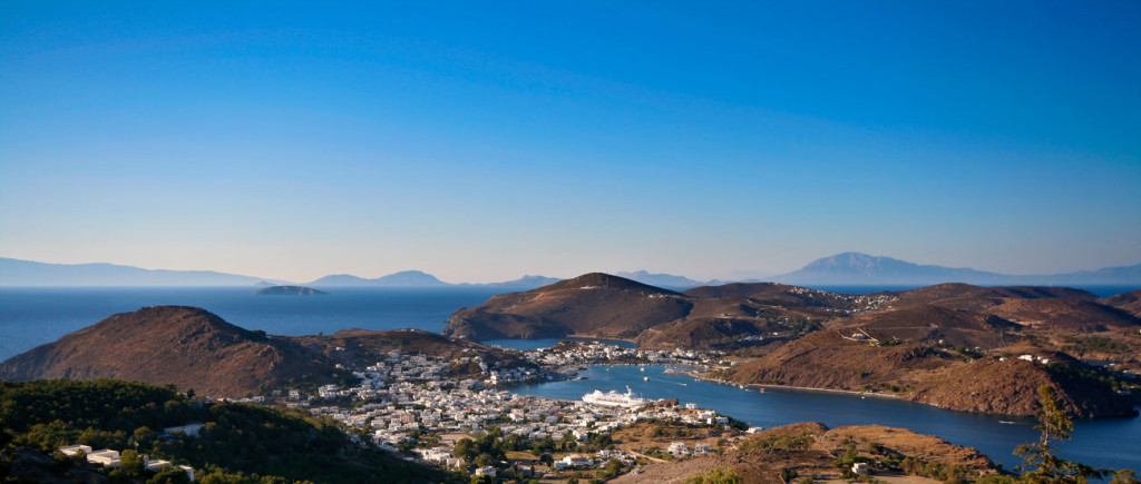 guida di Patmos nel Dodecanneso: la vista sull'isola